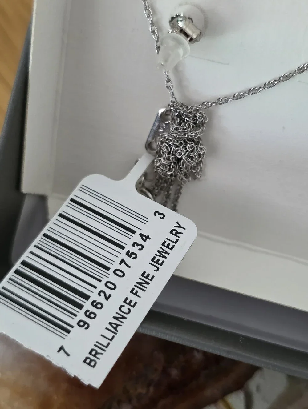 Sterling Silver Heart Necklace And Earrings with Simulated White Opal And CZ NWT